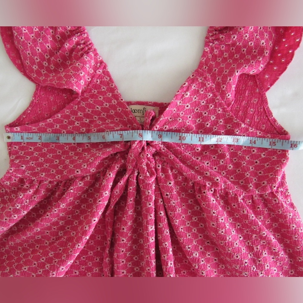 Pink Ruffled crop tank Top - Picture 5 of 6